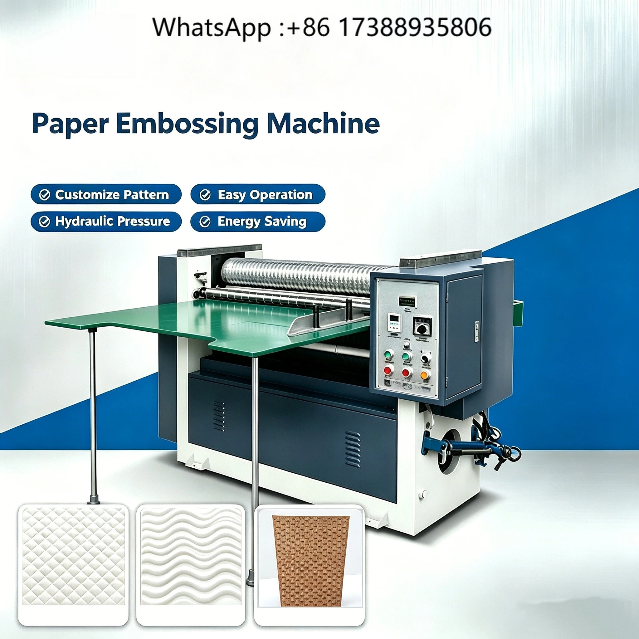 qwe Double Roller Deep Texture Paper Embossing Machine for Thick Cardstock