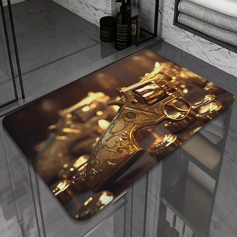 Rifle Pistol Revolver Gun AK47 Cartoon Room Mats Retro Multiple Choice Living Room Kitchen Rug Non-Slip Welcome Rug