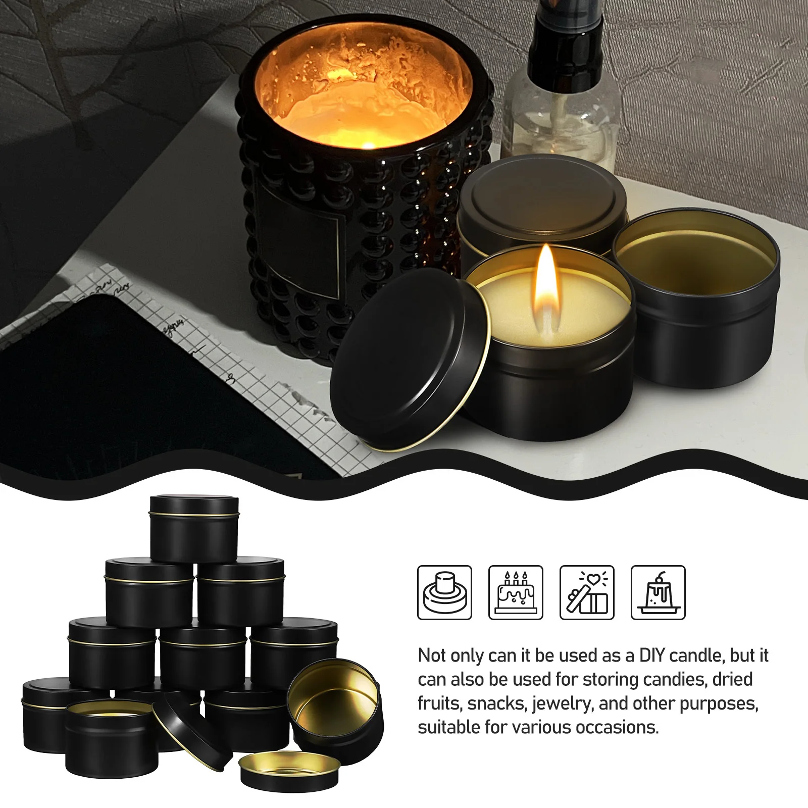 

24 Pcs Round Aromatherapy Empty Can Jars with Lids Tinplate Melting Pot Making Tea Light Holders