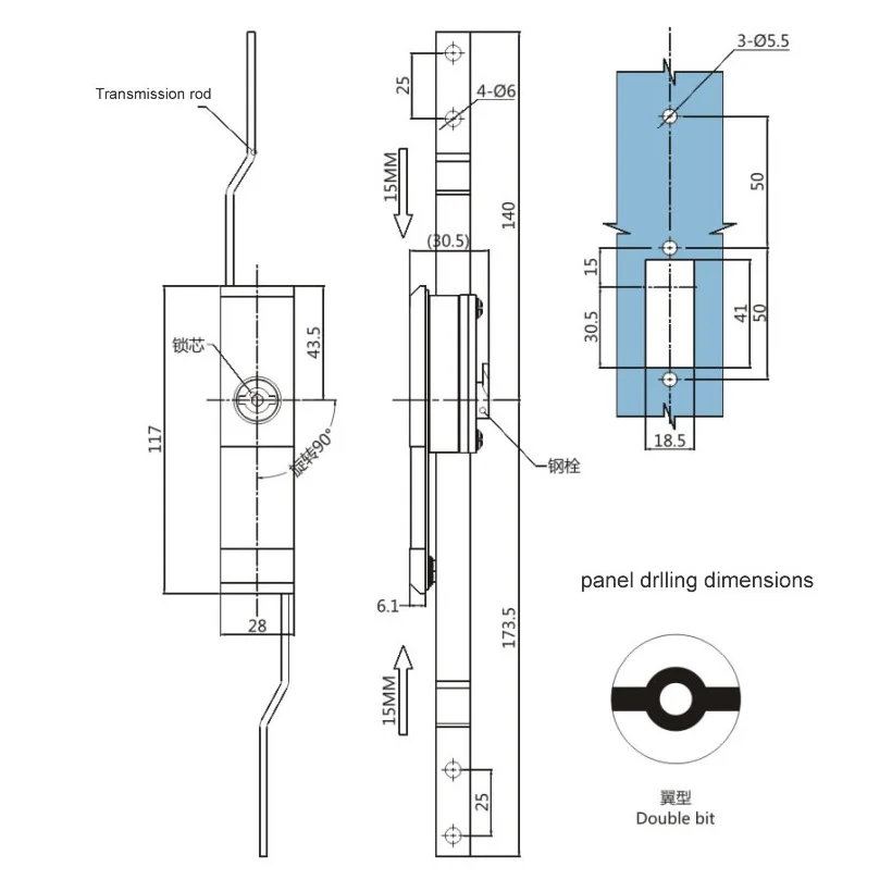 Factory outlets ,XJJ-MS821 connecting rod lock ,Electric cabinet door locks Meta,stable and durable ,Industrial cabinet lock