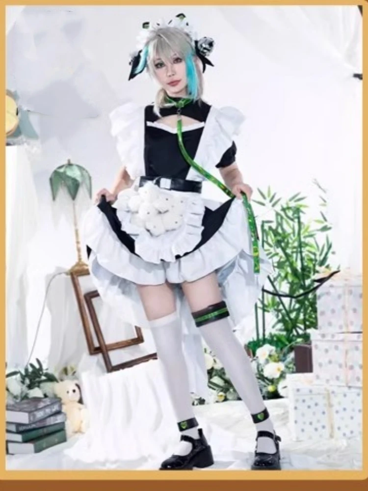 Aza Cosplay Suit Vtuber VirtuaReal Anime Women Maid Outfit Apron Dress Role Play Clothing Carnival Activity Party Suit Pre-sale