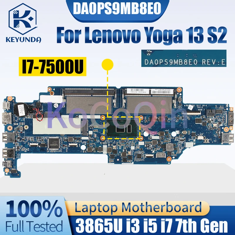 DA0PS9MB8E0 For LENOVO Yoga 13 S2 Notebook Mainboard 3865U i3 i5 i7 7th Gen 01YT022 01HW973 Laptop Motherboard Full Tested