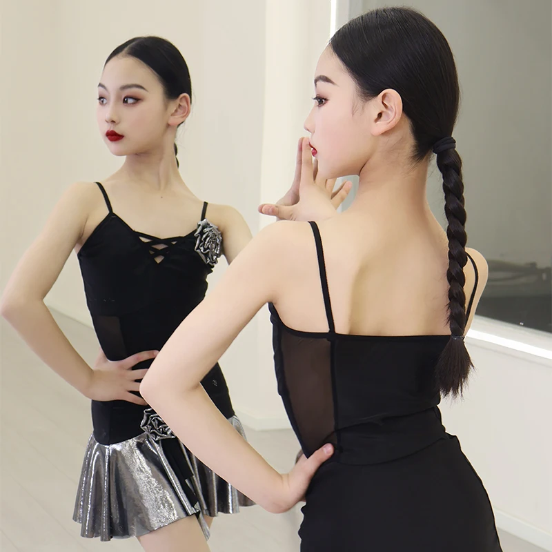 ชุดเต้นลาตินบาตังโก้รุมบาสำหรับเด็กผู้หญิง ชุดฝึกซ้อมเต้นรำ ชุดแสดงสำหรับเด็ก ชุดแสดงระดับมืออาชีพ