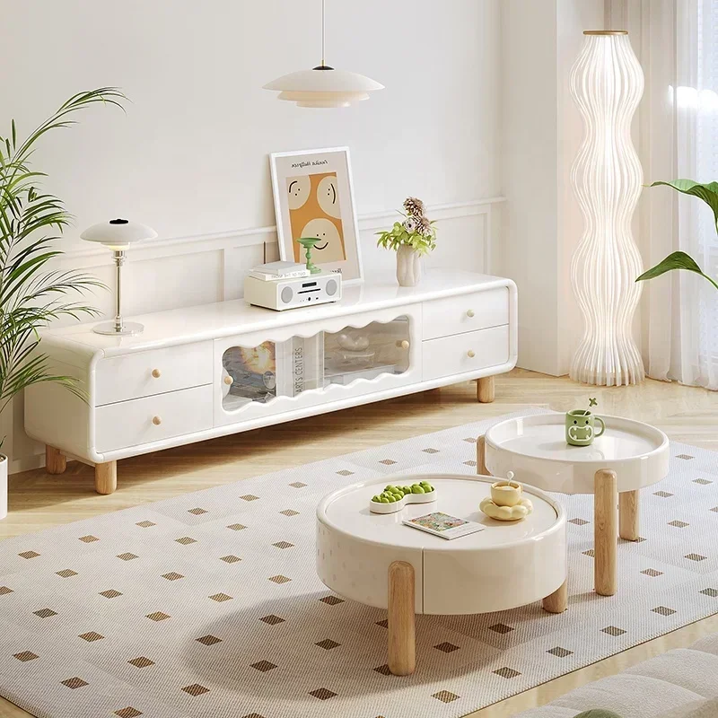 

for Modern Living Room Furniture TV Stand High End Wood TV Cabinet Elegance Minimalist Cream Style Wooden TV Stands