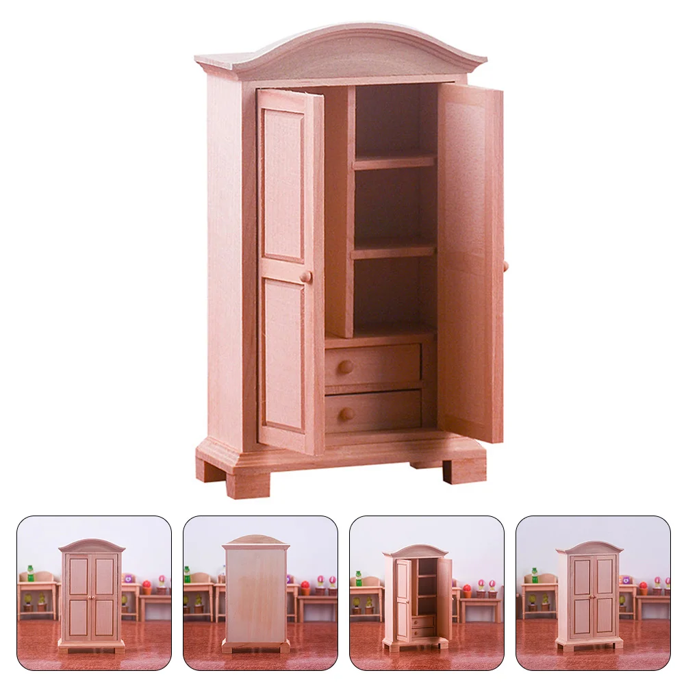 

Mini Wardrobe Ornaments House Cabinet Prop Decorative Storage Home Miniature Bookcase Furniture Wood Adornment Locker