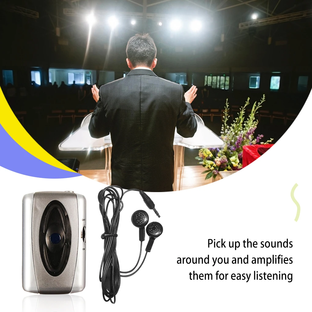 TV Sound Amplifier with Headphone Assistance Device Personal Listen Care Audio Loud-speaker Operated Voice Microphone Party Home