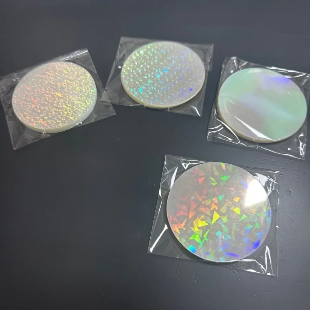 100Pcs Round Laser Film Badge Covers PVC Multiple Styles Transparent Badge Film Star Pattern DIY Making