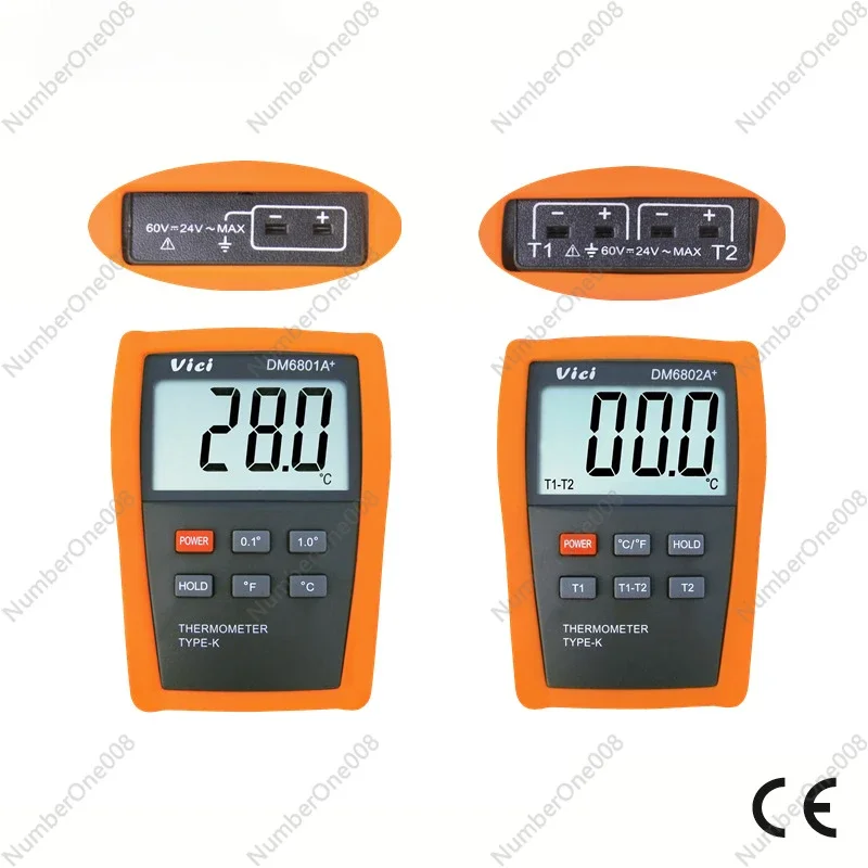 DM6802A  plus Dual Channel Thermometer Intelligent Tester Contact Industrial Thermocouple K-type Thermometer  DM6801A+