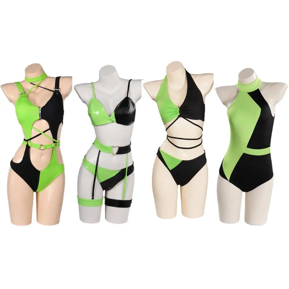 Kim Shego-traje de baño para mujer y niña, lencería de Cosplay, traje de baño de playa fantástico, traje de Carnaval de Halloween, Sexy, Verano