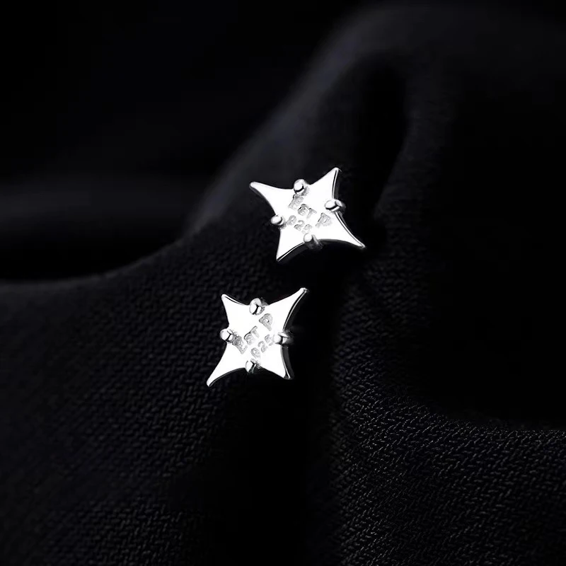

Real 925 Sterling Silver Zircon Star Mini Stud Earrings For Women Classic Fine Jewelry Light Luxury Accessories