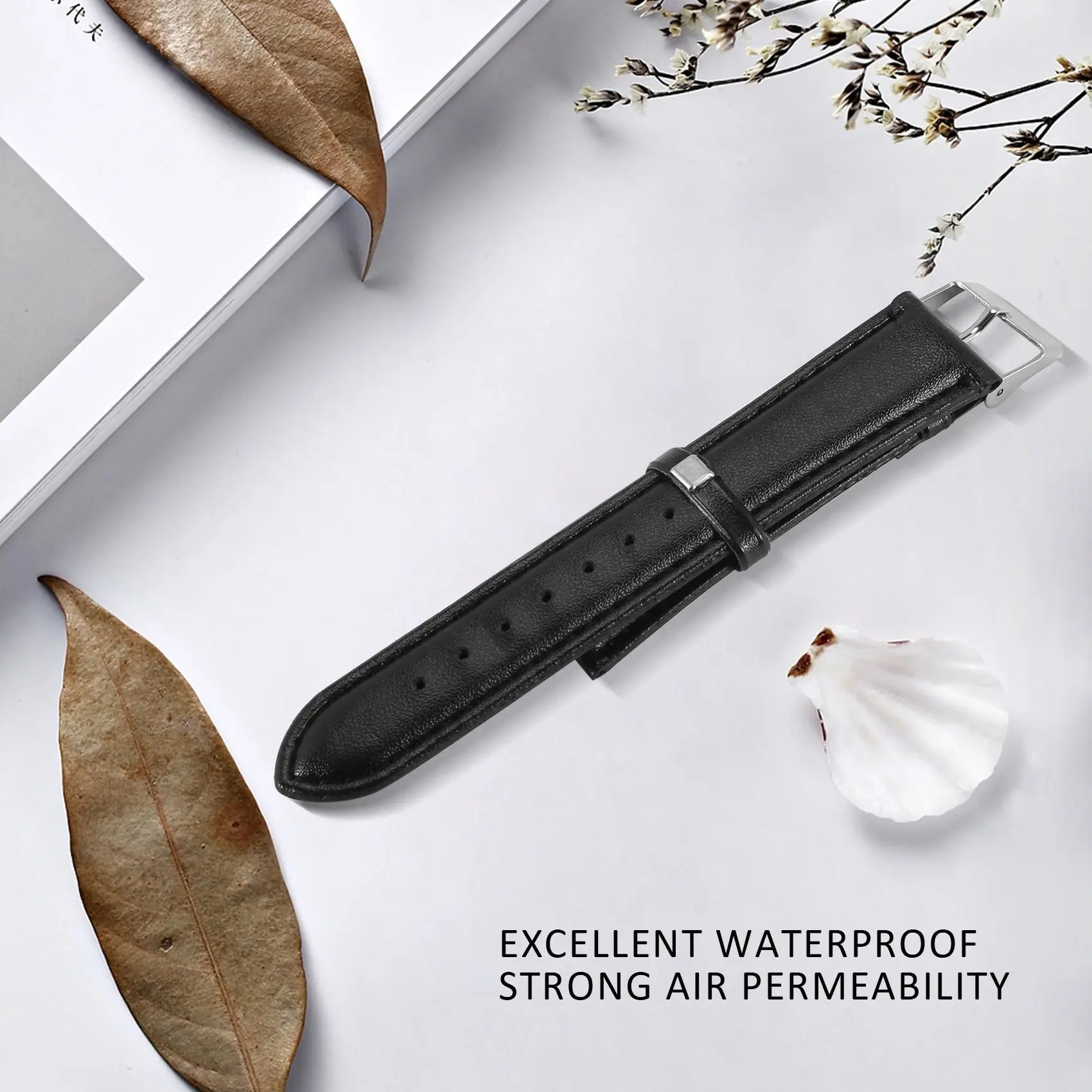 Наручные часы 20 мм из искусственной кожи, черный браслет, браслет для часов