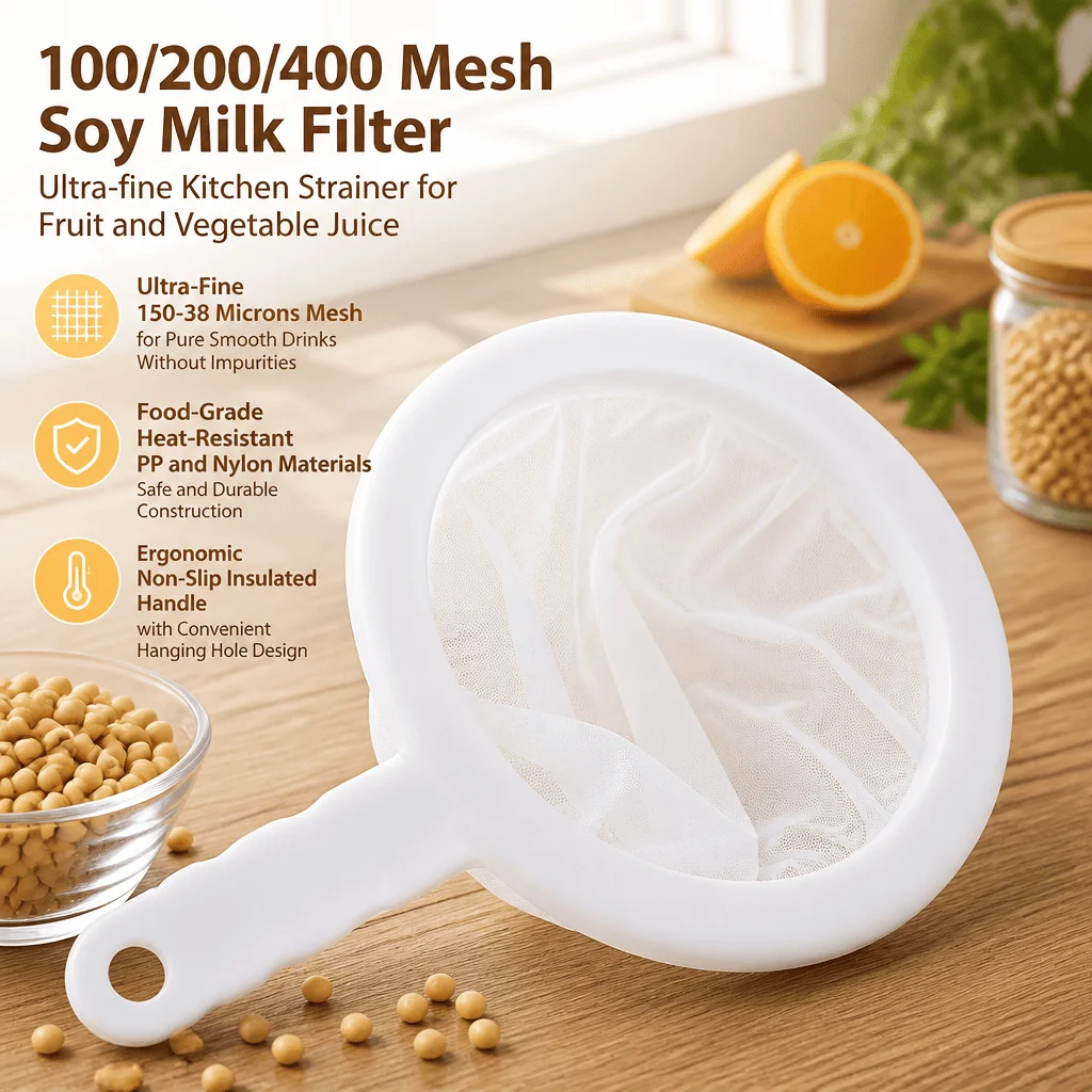 Soy Milk Filter Nut Milk Bag Ultra Fine Mesh Strainer Food Grade Nylon Kitchen Juice Home Brewing Large Filtration Tool With