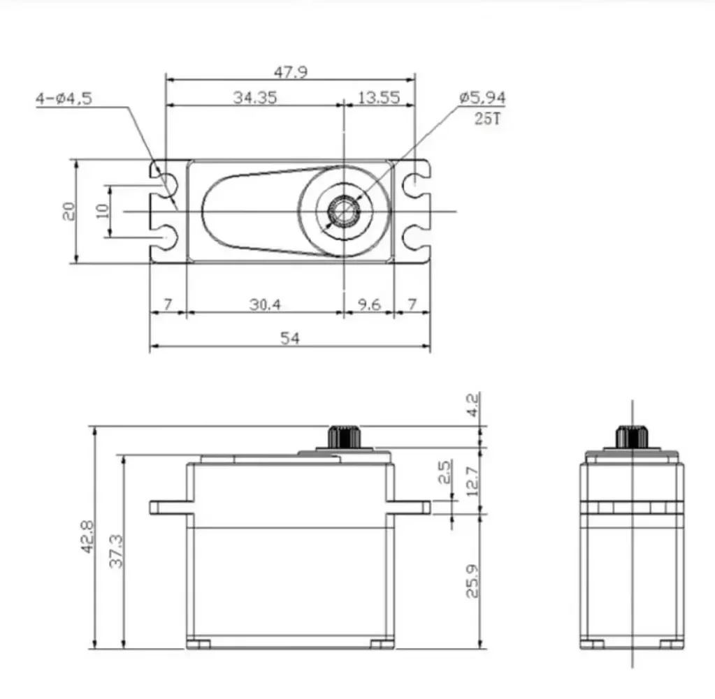 4 pièces IP67 étanche 40kg numérique Servo RC moteur engrenage métallique haute vitesse 25T bras pour 1/8 Sercos rc1/10 RC Baja chenille voitures bateau