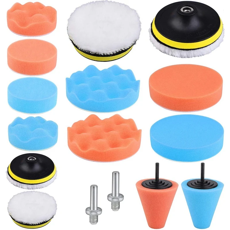 

16 Pack Car Polishing Sponge Kits Polishing Pads Sponge Buffing Pads Waxing Pads Polishing Pads Set With Drill Adapter