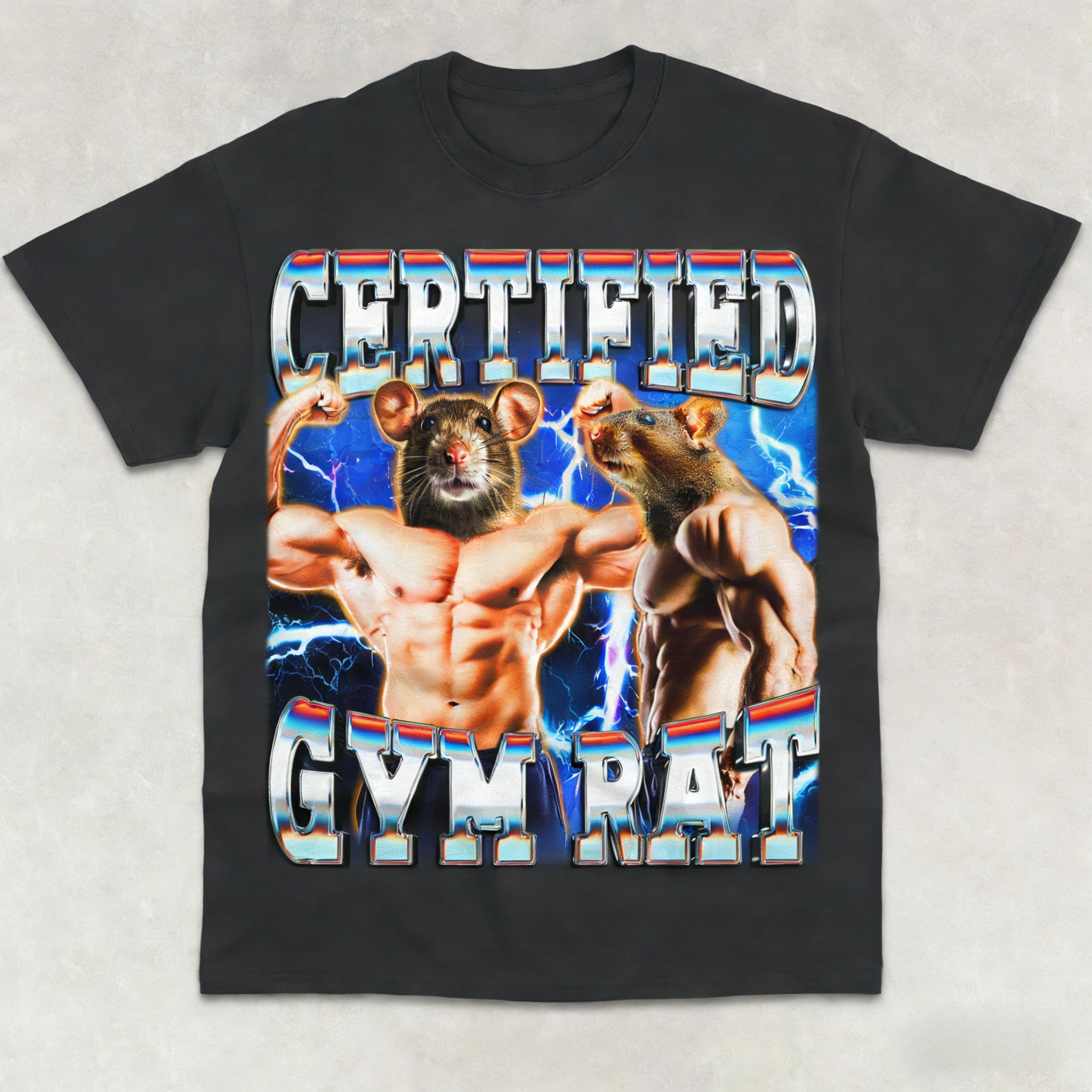 Camiseta certificada Gym Rat, divertido meme, amante del gimnasio, levantamiento de pesas, para hombres y mujeres, camiseta informal de algodón de manga corta, ropa de calle Y2K