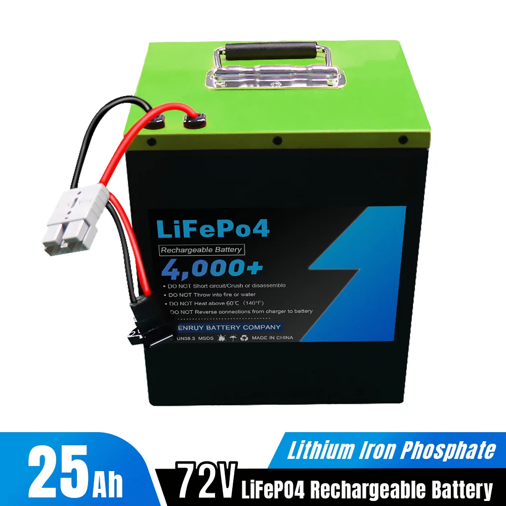 72V 25Ah Lifepo4 Battery Pack  Lithium Iron Phosphate Deep Cycle for motorcycle Golf Cart Built-in BMS +Charger