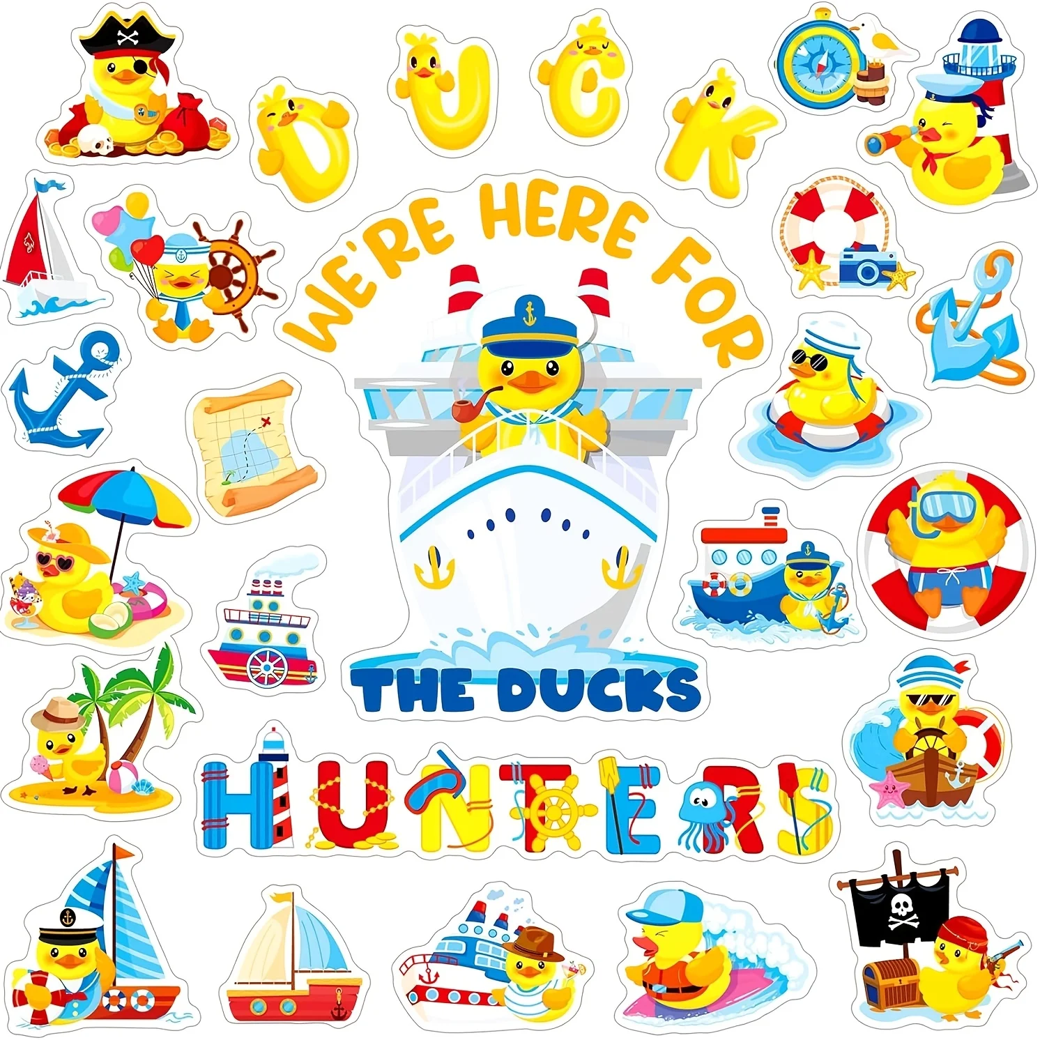 Large Cruise Door Big Yellow Duck Magnetic Decoration 27-piece Set, Carnival Cruise Cabin/refrigerator/party Decoration