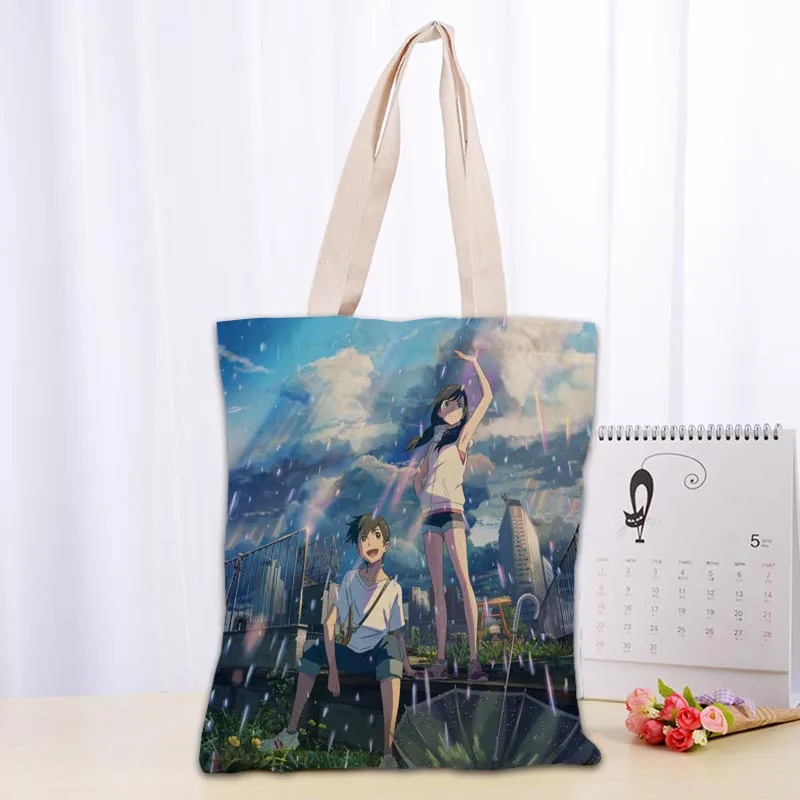 

Tenki No Ko Weathering With You Tote Shopping Bags 30x35cm Tote Bag Reusable Handbag Women Shoulder Cloth Pouch Foldable 0104