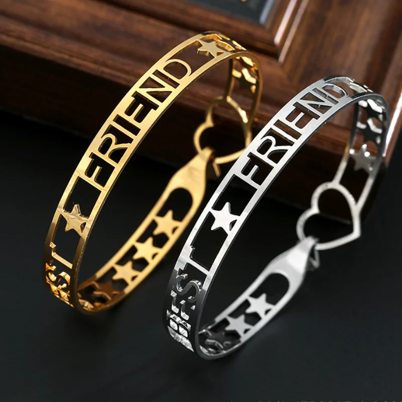 

Stainless steel openwork custom name bracelet adjustable DIY English alphabet romantic valentine's day couple gifts