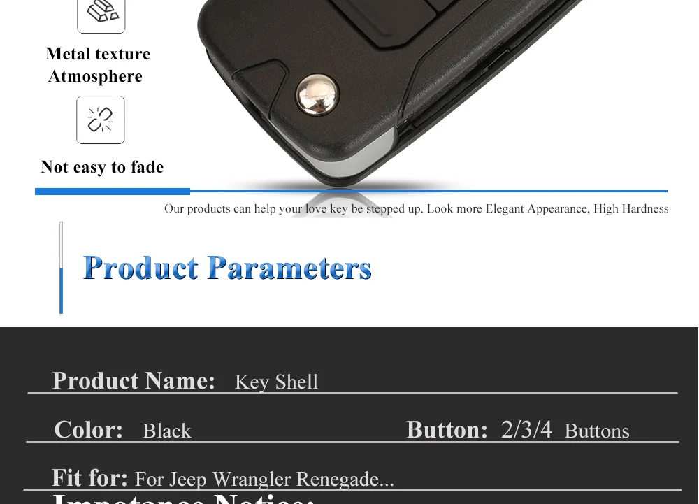 Jingyuqin 2/2015 Tasten für Jeep Wrangler Renegade 2015-2018 Flip Remote Autos chl üssel Shell Case Sip22 Blade Ersatz gehäuse – Detail 5
