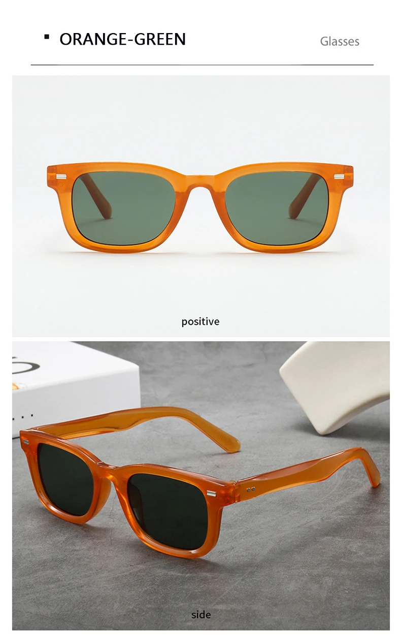 Herren-Sonnenbrille mit dickem Rahmen, Retro-Stil, braun, schmaler Rahmen, Hip-Hop-Stil, Rapper-Brille, Urlaubs-Sonnenbrille, UV400 – Detail 19