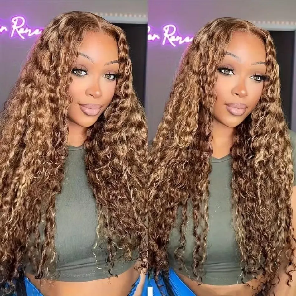 427 Highlight Ombre Wig Human Hair 13X6 Hd Lace Frontal Wig Honey Blonde Deep Wave Human Hair Wigs 30 Inch Brazilian 250 Density view 2