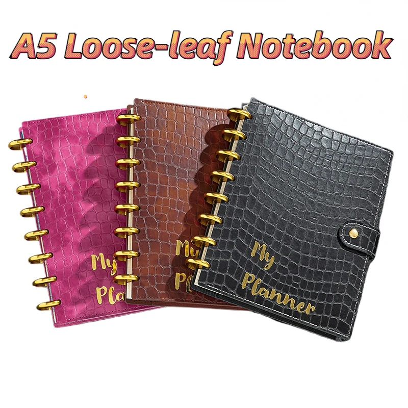 

RINGNOTE A5 Leather Loose-leaf Handbook Premium Leather Business Office Notebook Mushroom Hole PU Notebook Journals Planner