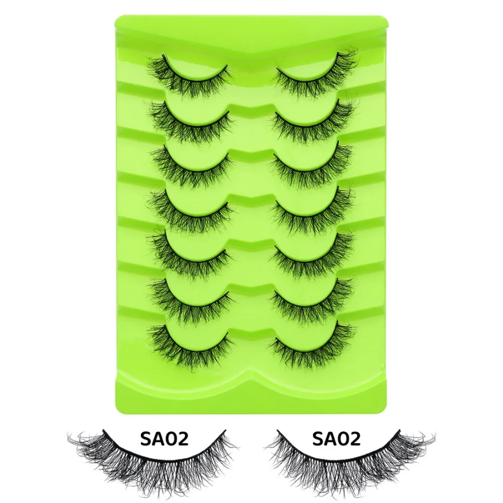 7 pairs With Jelly Glue Strips False Eyelashes Anime Cosplay Multiple Styles 3D Natural False Lashes Handmade Makeup Tools