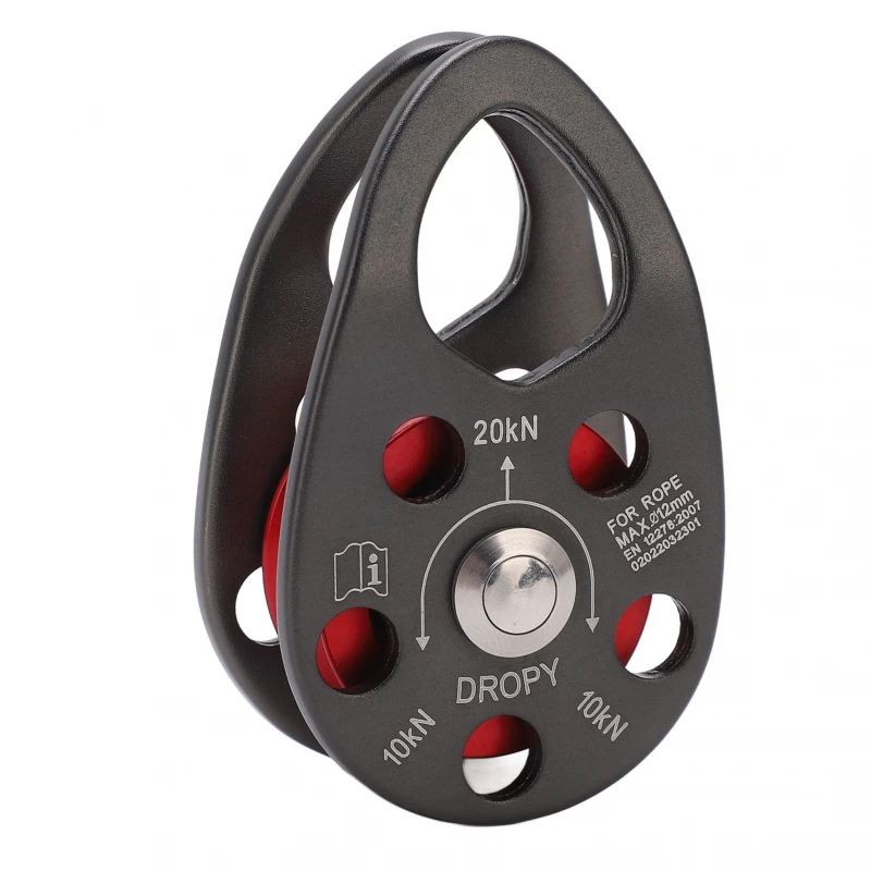 Poulie d'escalade portable en alliage d'aluminium, 20KN, grand support de charge, pour l'escalade