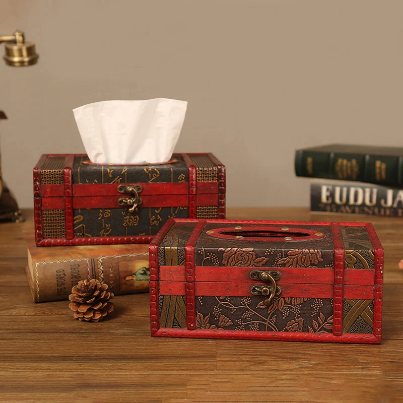 

Luxury Wooden Tissue Box Home Living Room Dining Table Drawstring Box Restaurant Napkin Storage Box 3D Stereoscopic Decoration