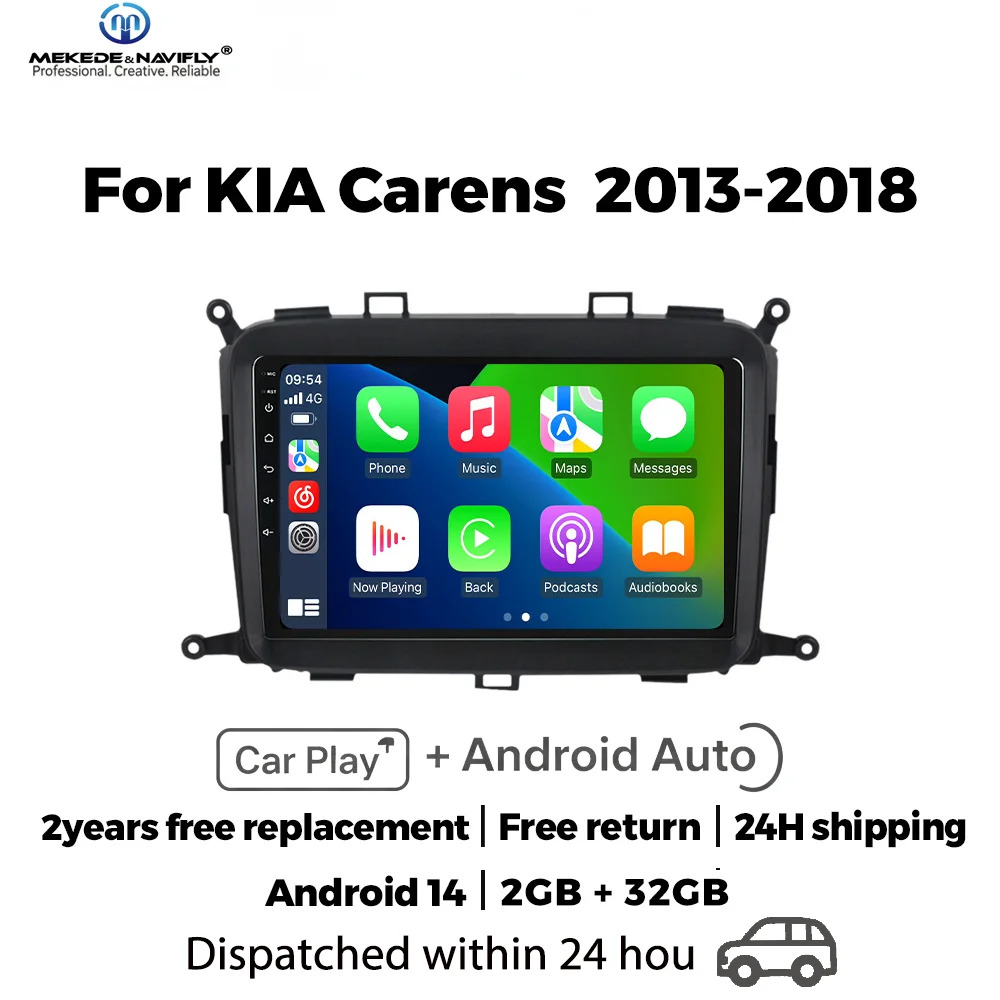 MEKEDE&NAVIFLY Android 14 Intelligent car audio system 9inch Car Radio Carplay Stereo Multimedia Player For Kia Carens 2013-2019