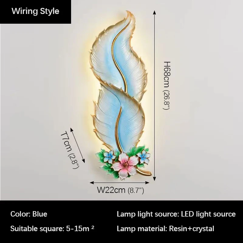 TYLA Modern Plume Wall Lamp LED Interior Creative Resin Sconce Light for Home Living Room Corridor Background Decor