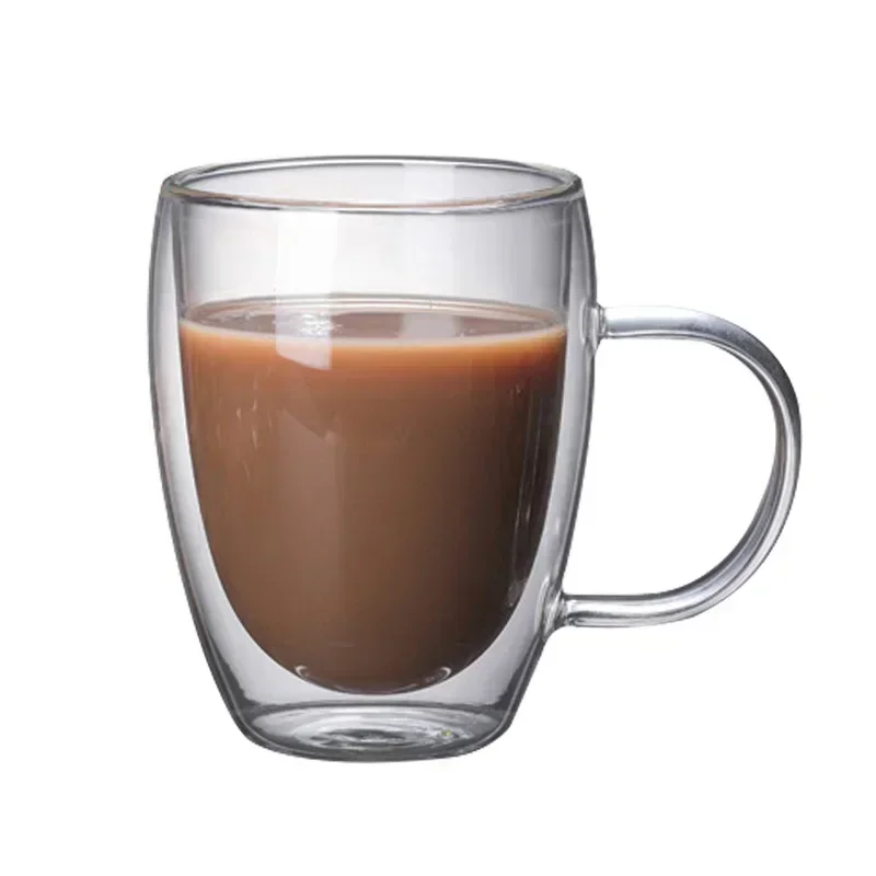 150-450ml Transparent Glass Coffee Cup 4 Size Milk Whiskey Tea Beer Double Creative Heat Resistant Cocktail Vodka Wine Mug