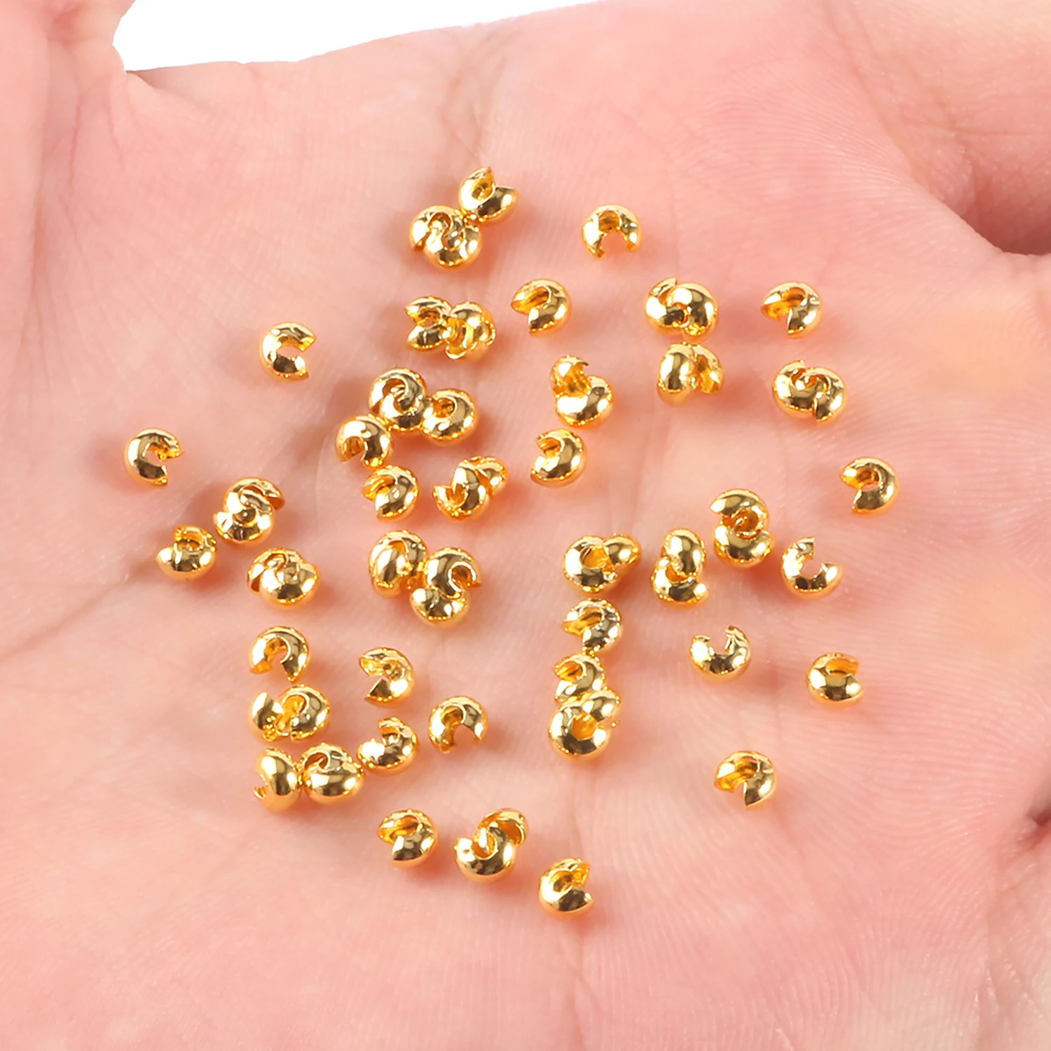 100pcs/pack 3 4 5mm Gold Copper Round Covers Crimp End Beads Stopper Spacer Beads For DIY Jewelry Making Findings Supplies