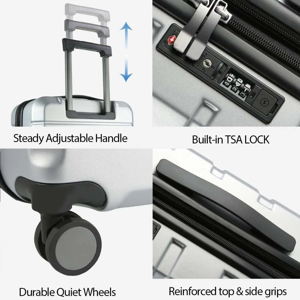 Expandable Hardside Spinner Luggage with TSA Lock, Durable Rolling Suitcase for Travel with USB Port and Long-Lasting Design