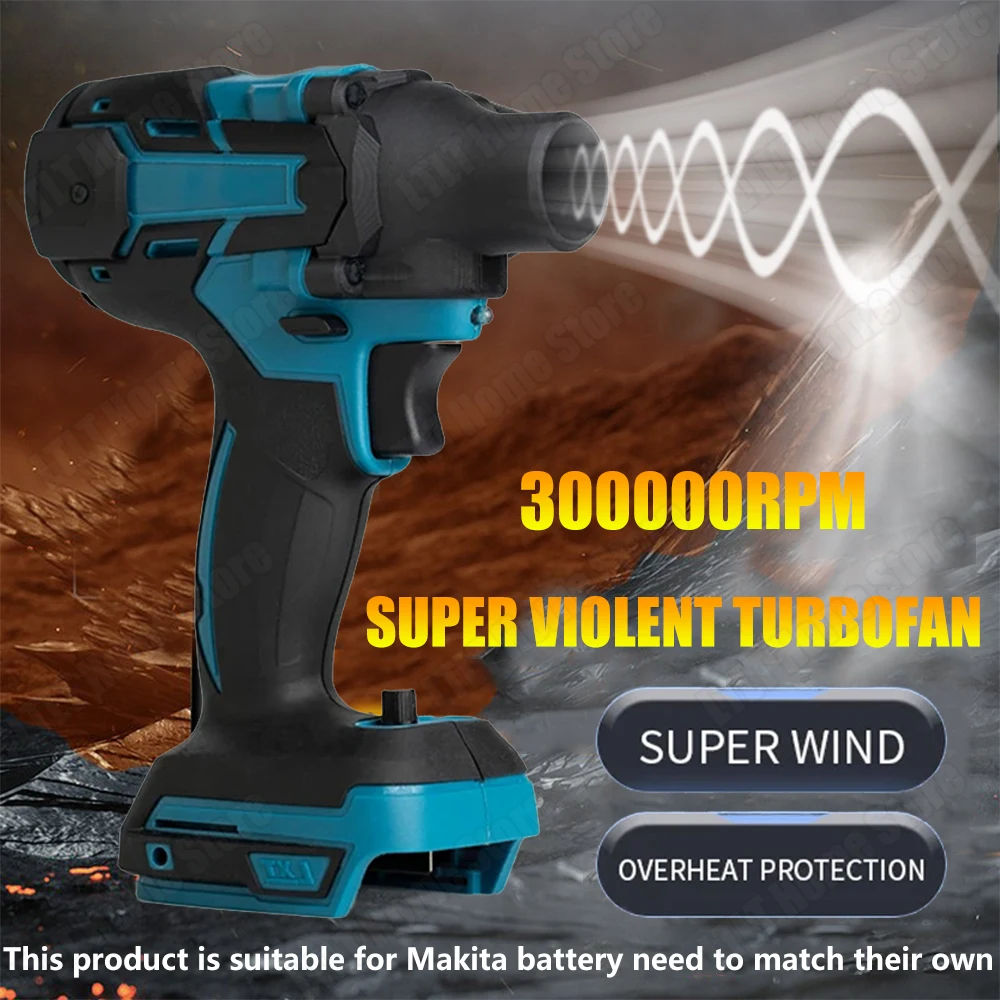 

Brushless Electric Blowers Jet Fan 300000RPM Handheld Leaf Turbo Blower Dust Blowing for Makita Battery pins