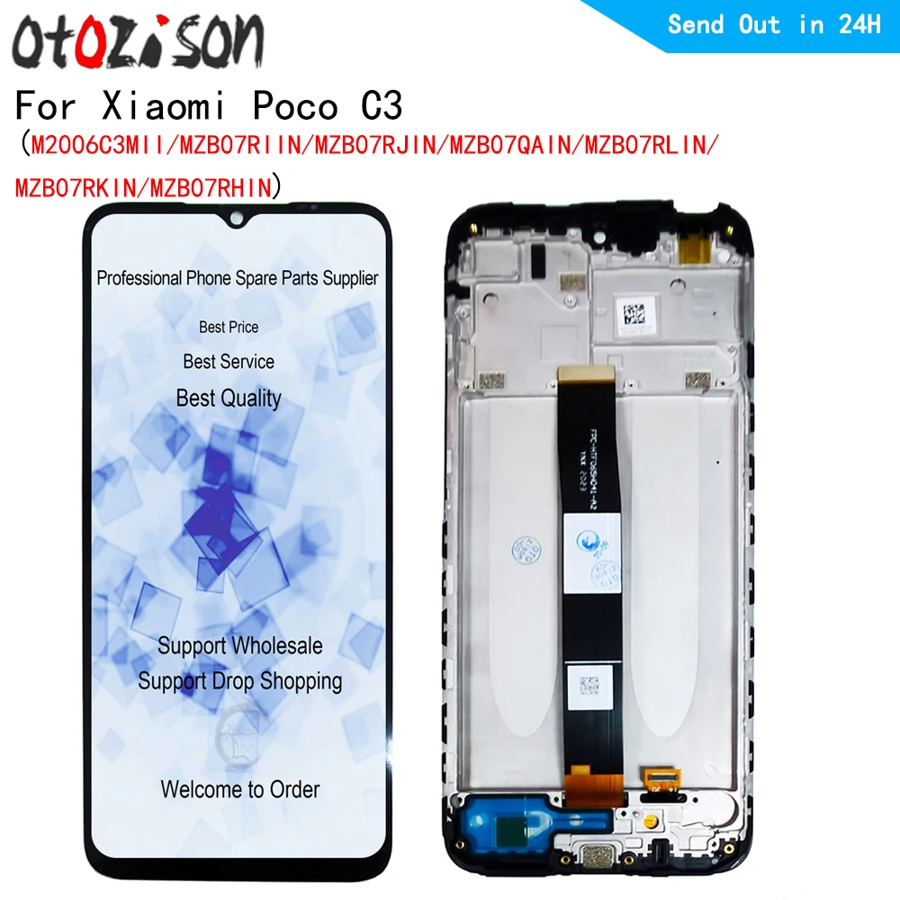 

6.43" IPS LCD For Xiaomi Poco C3 M2006C3MII MZB07RIIN MZB07RJIN LCD Display+Touch Panel Screen Digitizer with Frame Assembly