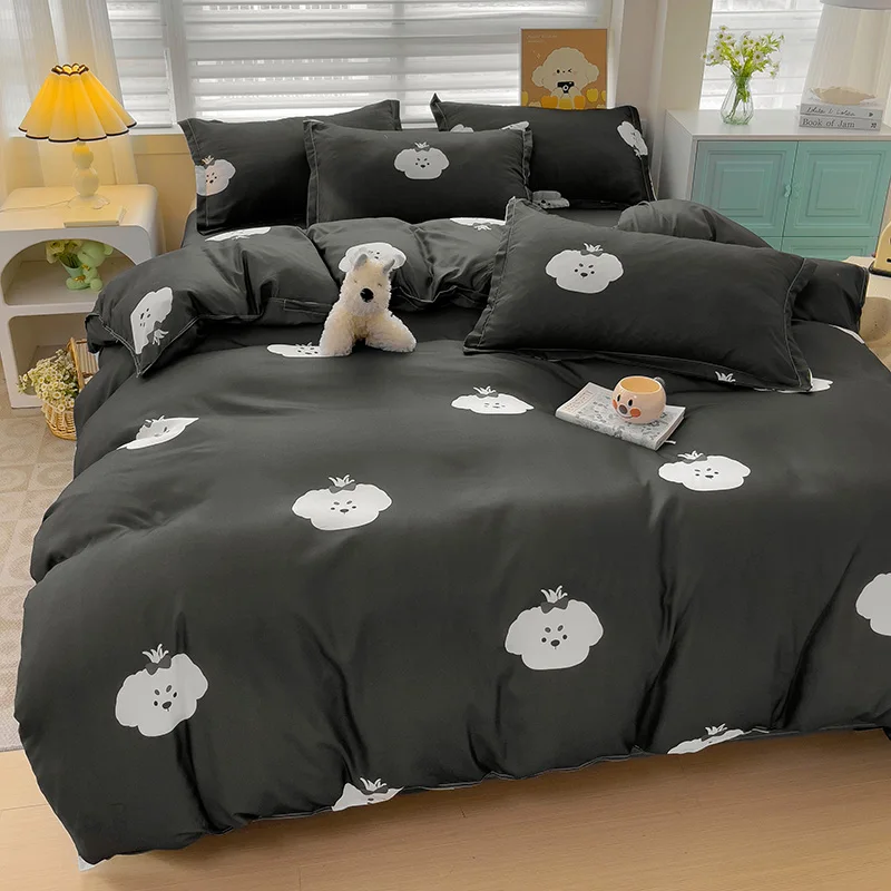 Cute White Puppy Duvet Cover with Pillowcases,Four Seasons Soft Touch Bedding Set Queen King Size,220x240cm Quilt Cover