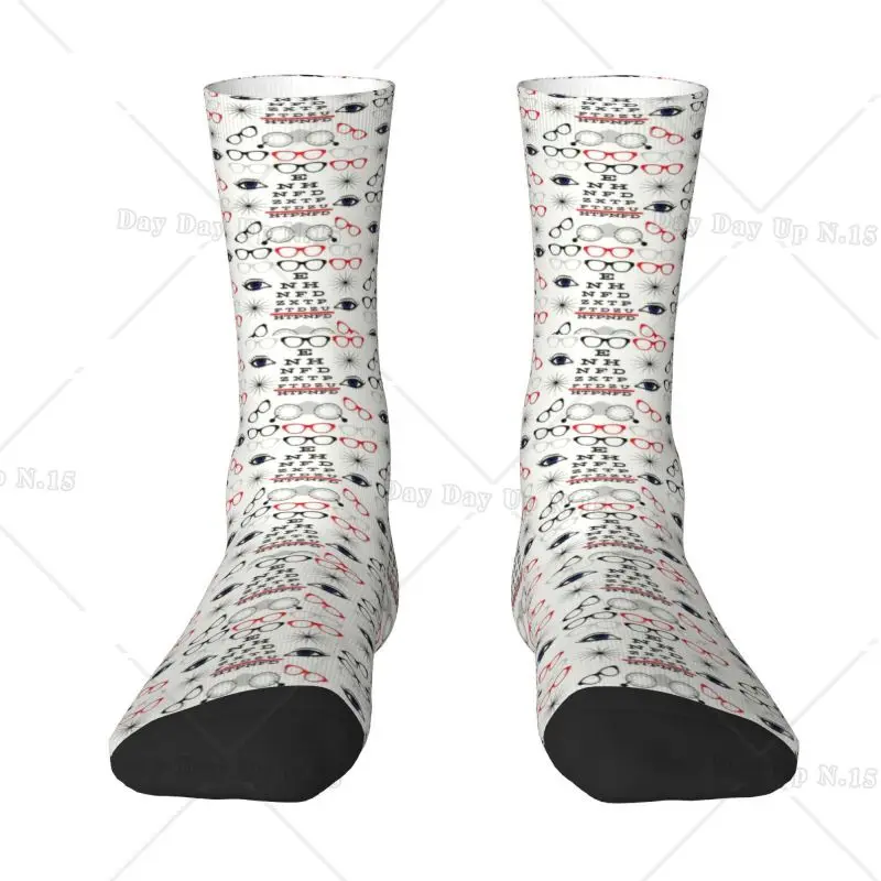 Funny Optician Optometrist Dress Socks Men's Women's Warm Funny Novelty Eye Test Chart Crew Socks