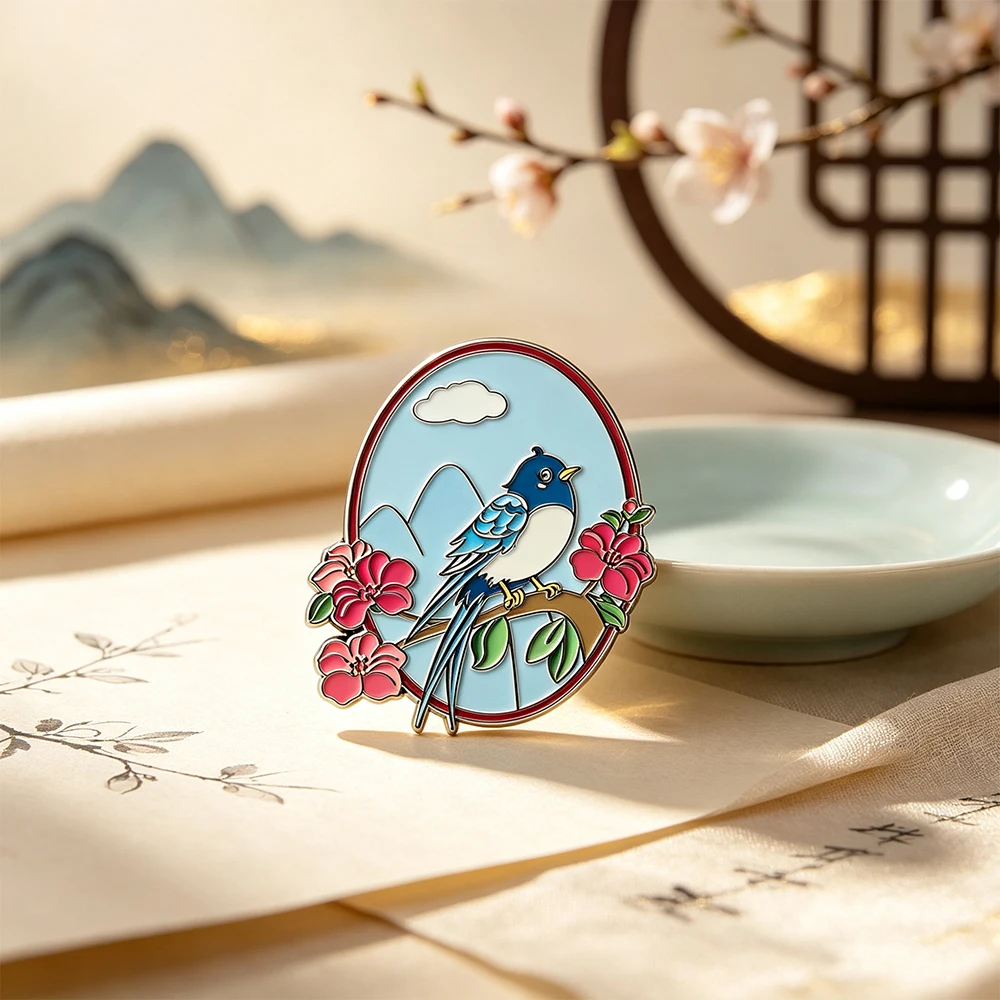 Chinese style National Enamel Design Magpie and Parrot Bird Pin For Women Unisex Beautiful Animal Party Casual Brooch Pins Gifts
