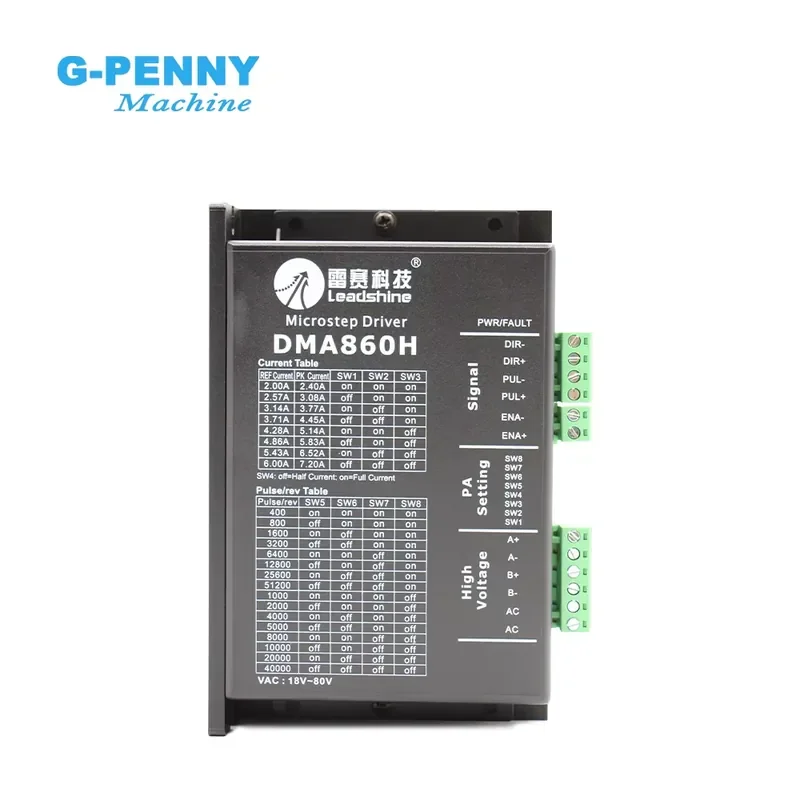DMA860H CNC Milling Machine Stepper Motor Driver Leadshine NEMA23/34 Max Current 7.0A 2 Phase 26-113VDC 256 Microstep