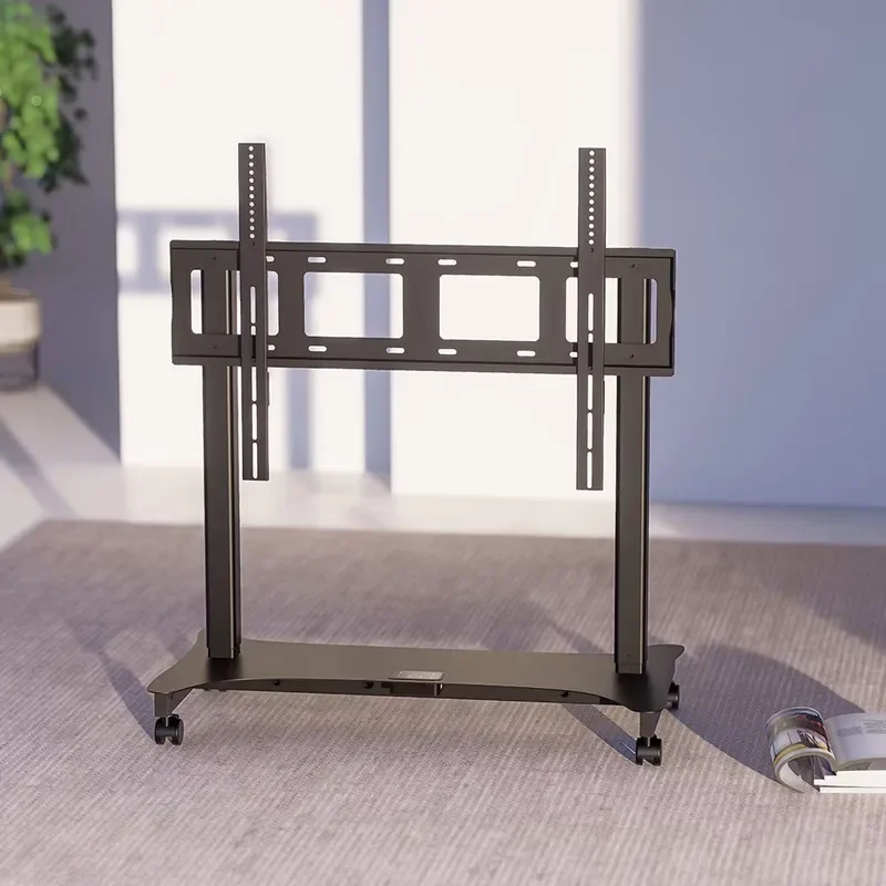 Electric Height Adjustable TV Stand Mobile Trolley for 65 to 100 Inch Monitor Rolling Floor Mount Bracket with Wheels Heavy