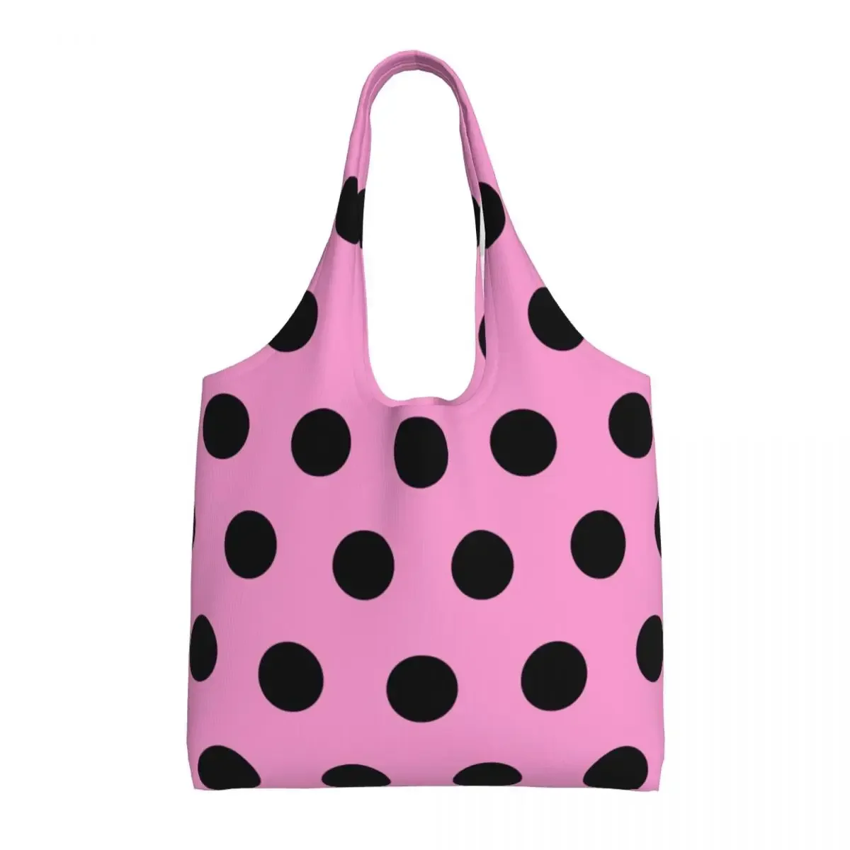 Kawaii Polka Pink Flamingo Shopping Tote Bags Recycling Street Mmural Art Eldridge Grocery Canvas Shopper Shoulder  Handbags