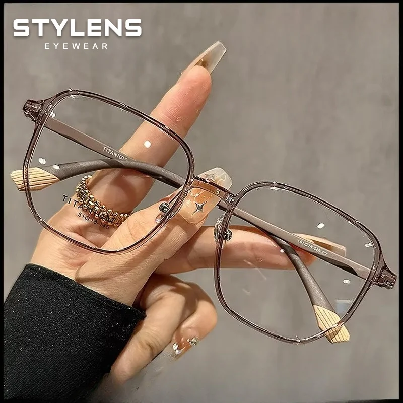 STYLENS Rectangle TR90 Reading Glasses Women Texture Anti Blue Ray Glasses Prescription Lens  Anti-Reflective Hyperopia Glasses