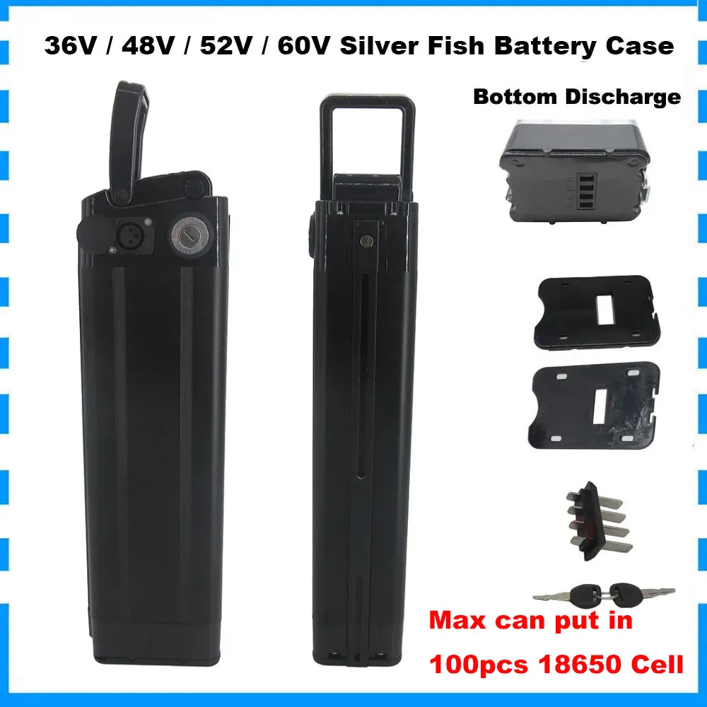 36V 48V 52V 60V 21700 Battery Box Case Cover Empty Silver Fish Battery Aluminum Housing Max 100PCS 18650