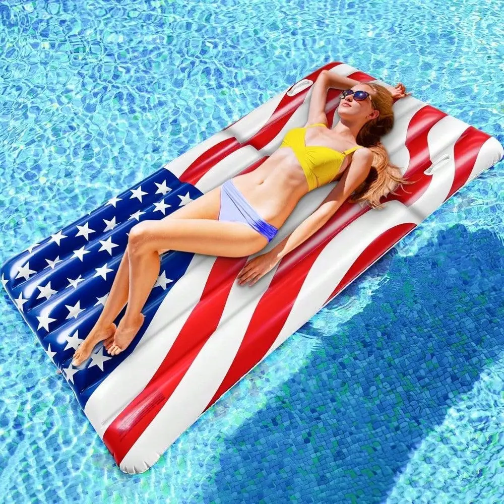 

Inflatable American Flag Pool Floats Adults, Inflatable Tanning Pool Raft With Patriotic US Stars Cool Water Swimming Pool Floa