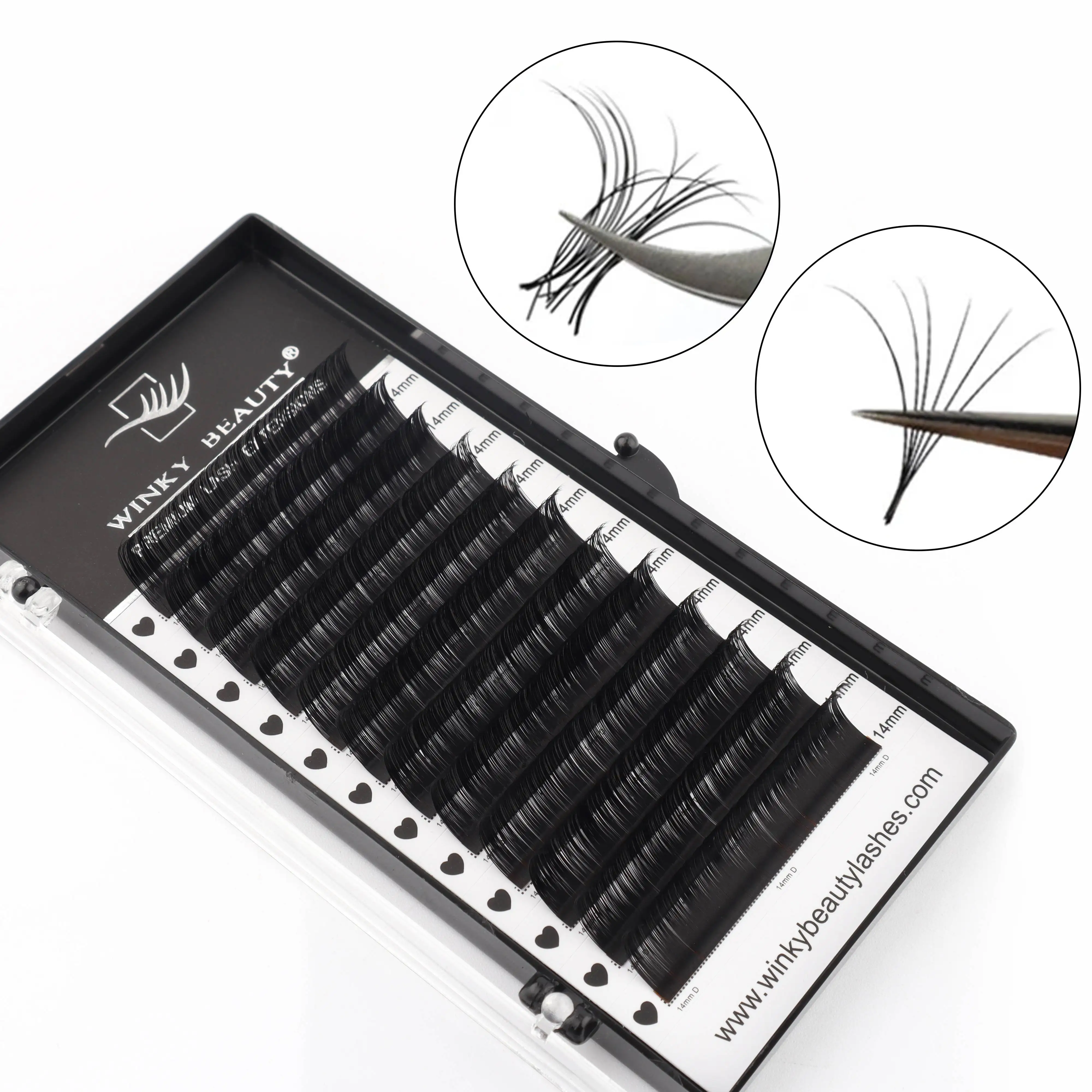 Winky Beauty Mix 8-15mm Handmade Korean Pbt C/D CURL Eyelash Extension Natural Soft Mega Volume Faux Mink Lash