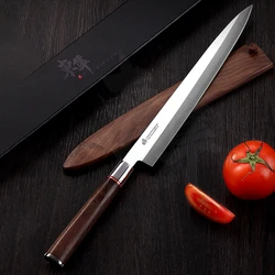 Sashimi Knife With Wood Cover Single-edged Blade Sharp Slicing Sushi Cleaver Fish Yanagiba Japanese Kitchen Knives Wenge Handle
