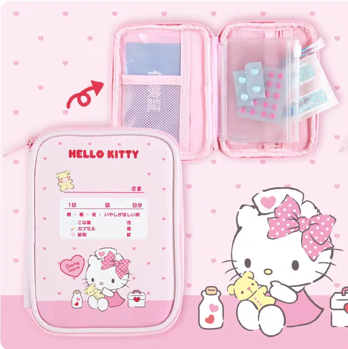 Sanrio Hellokitty  Kuromi cat cute receipt medicine storage bag medical bag student pencil bag handbag cosmetic bag makeup bag