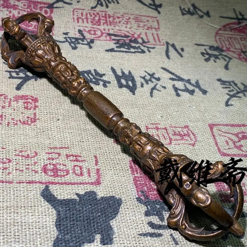 Rare and nostalgic Tibetan Vajra Tantra Vajra five-strand demon-suppressing pestle hand handle collection